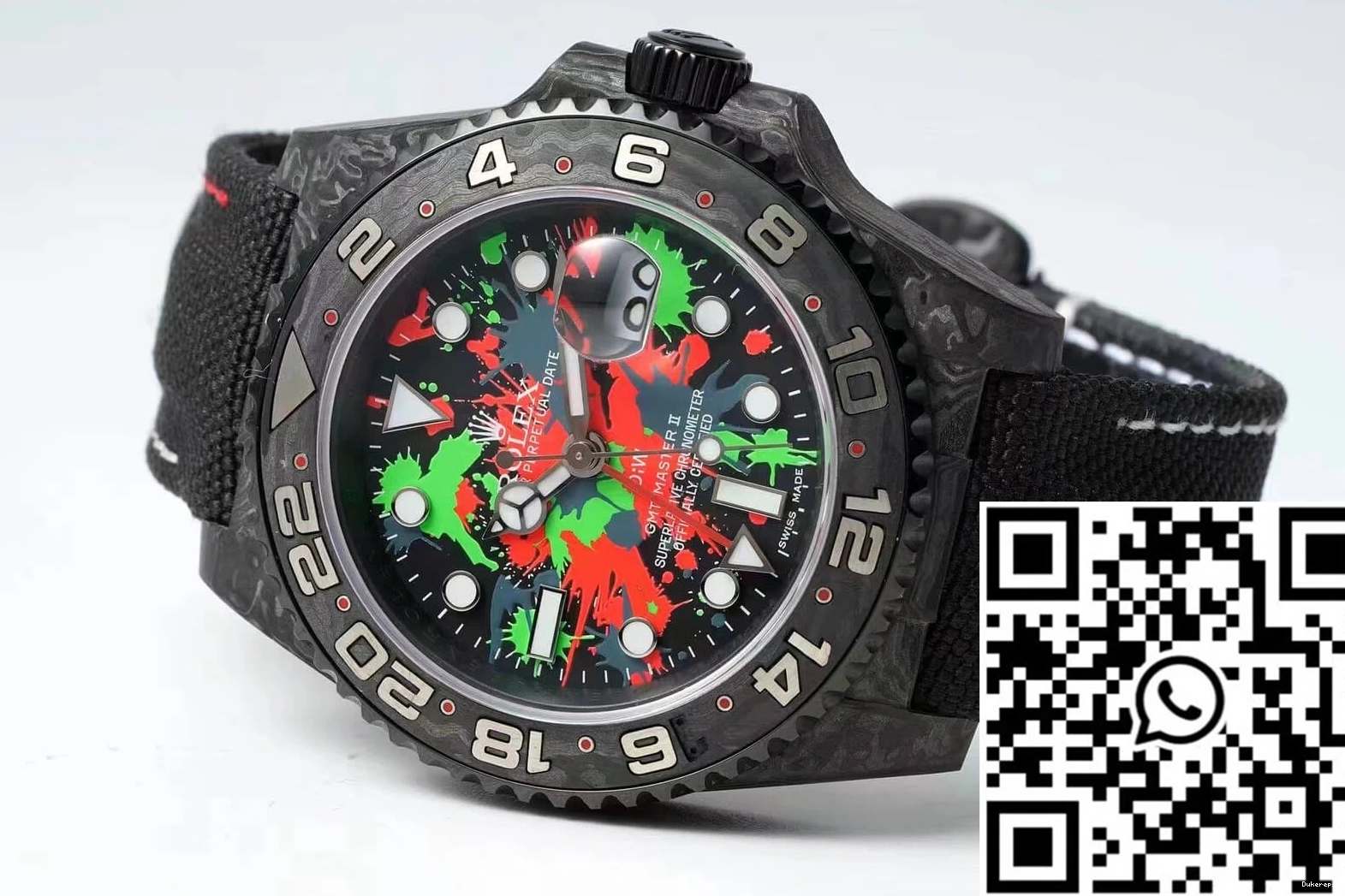 Dial Fiber Rolex Strap Color Fabric GMT-MASTER Black II Carbon Diw 0312